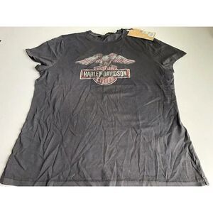 Harley Davidson Distressed Eagle Logo Short Sleeve Tee Top Women’s Sz XL  NEW